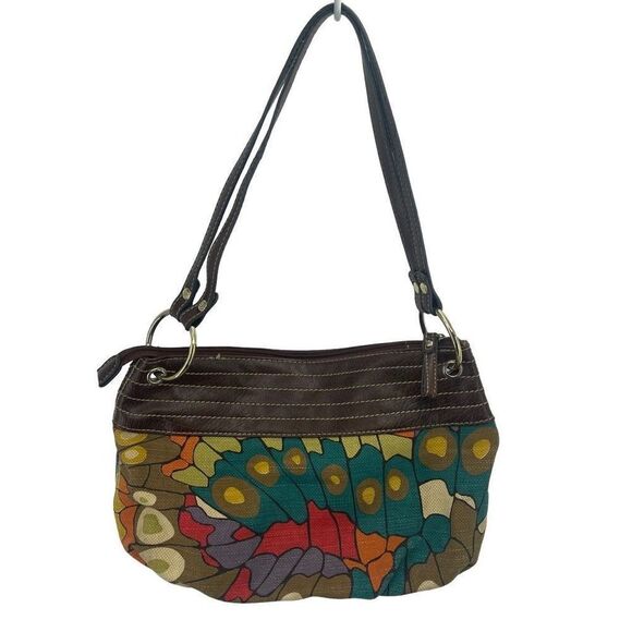 Relic Womens Shoulder Bag Hobo Zip Closure Double Strap Multicolor Butterfly - Picture 2 of 15